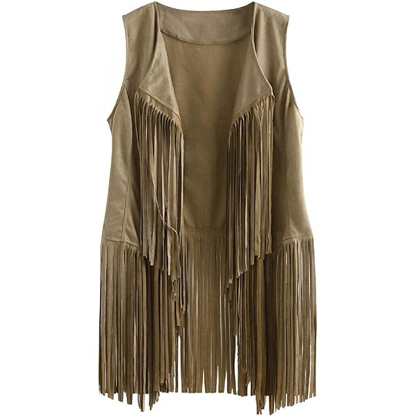 Fringe Vest Women Casual Sleeveless Cardigan Faux Suede